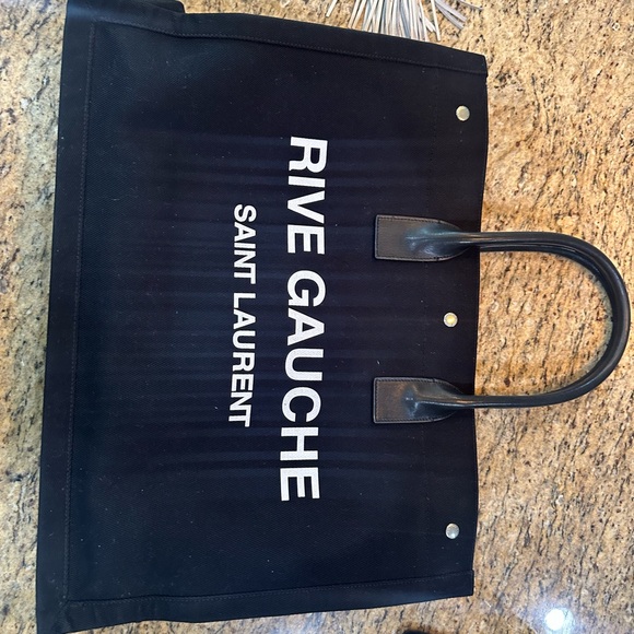 Rive Gauche leather-trimmed printed canvas tote - Picture 4 of 8